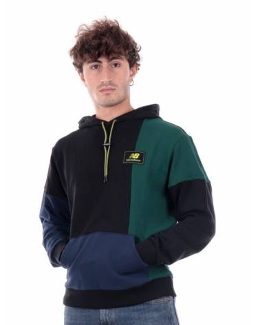 NEW BALANCE FELPA CAPPUCCIO COLORBLOCK GARZATO