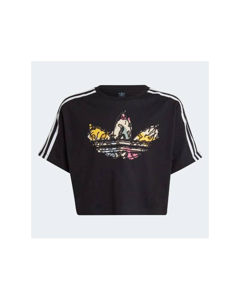 ADIDAS ANIMAL PRINT CROP TEE JR
